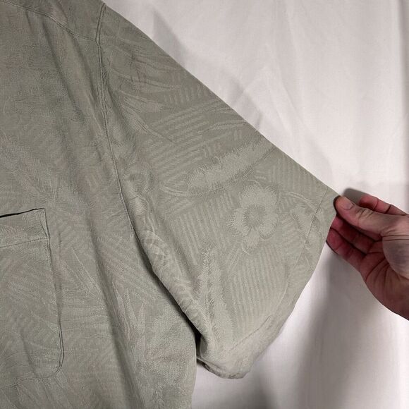 Banana Cabana Silk Hawaiian Shirt Men's XXL Green Floral Button Up Short Sleeve - Picture 6 of 10